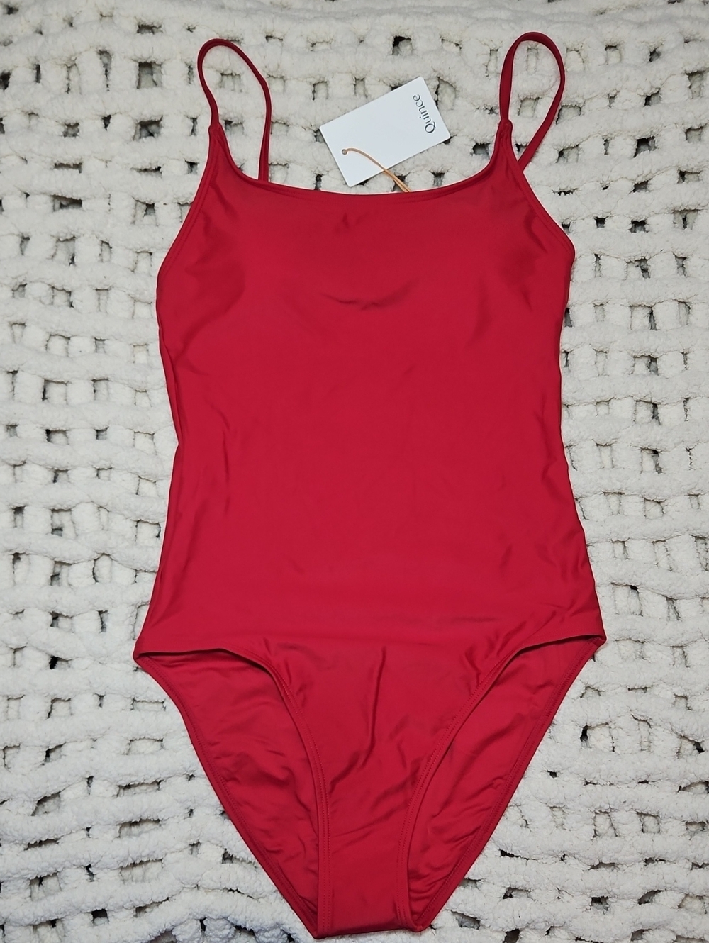 Quince Italian Cami One Piece Swimsuit XS New Cherry Red Women's